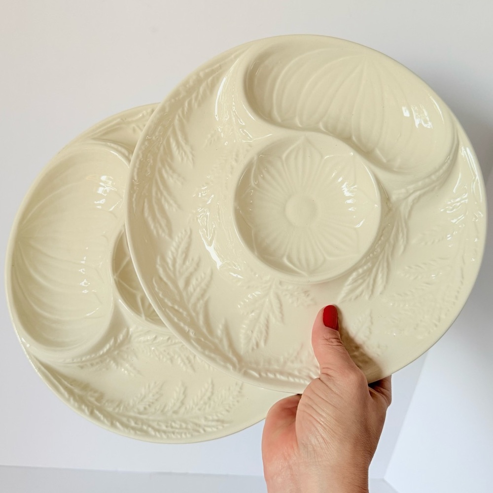 Set of 2 Vintage Secla Portugal Majolica Artichoke Plates – 10” Appetizer Plates